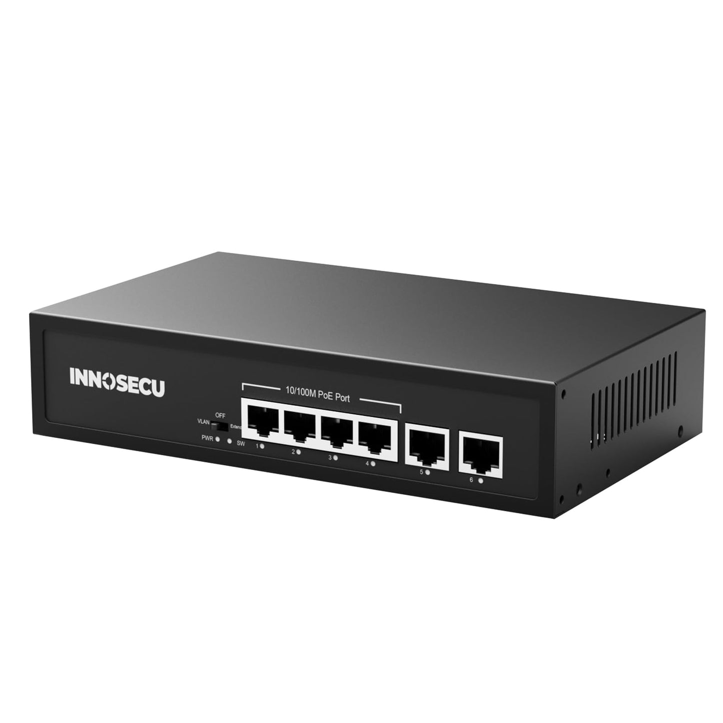 4 Port PoE Switch,Unmanaged,30W Per Port,Total Budget 65W, 10/100Mbps PoE+ Ethernet Switch with 2 Megabit Uplink Ports,803.af/at Compliant, Supports