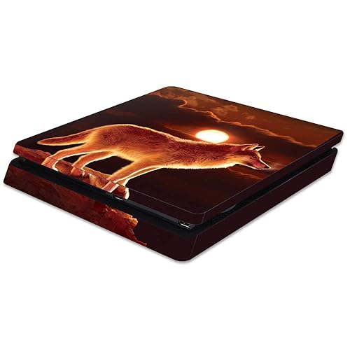 MightySkins Skin Compatible with Sony PS4 Slim Console - Sunset Wolf | Protective, Durable, and Unique Vinyl Decal wrap Cover | Easy to Apply, Remove