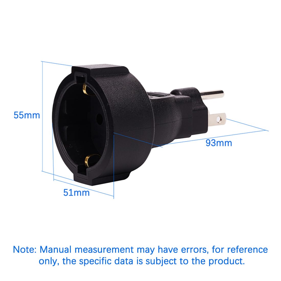 JORINDO Nema 5-15P to Germany Socket AC Adapter,USA Male 3 pin to Europen 2 Round Hole Female Power Converter,Us Standard Plug 5-15P to German Socket
