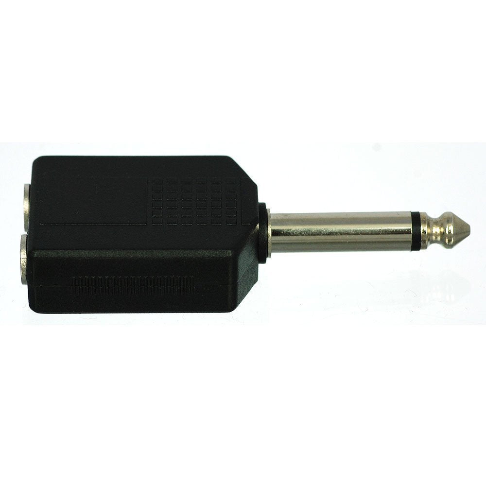 CESS 6.35mm 1/4 Inch Mono Male to 2 Female Splitter Adapter - 1/4 TS Male to Dual TS Female (2 Pack)