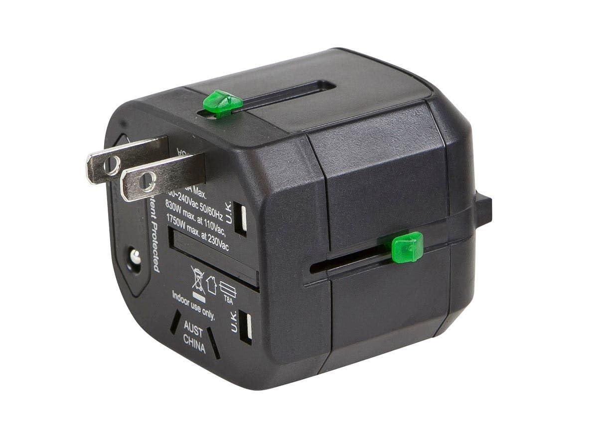 Monoprice Compact Cube Universal Travel Adapter, Supports International Power Outlets, Black
