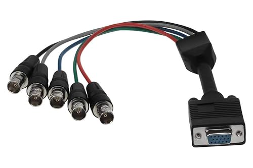 SF Cable, VGA Breakout Cable, 15 Pin VGA Female to 5 BNC Female (1 Feet)
