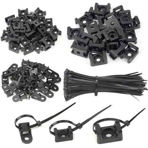 XINGYHENG 120PCS 3 Values Saddle-type Cable Tie Mount Bases for Cable Wire Tubing Sleeving Conduit Adjustable Cable Tie Holder Set Matched with 120PCS