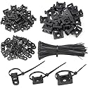 XINGYHENG 120PCS 3 Values Saddle-type Cable Tie Mount Bases for Cable Wire Tubing Sleeving Conduit Adjustable Cable Tie Holder Set Matched with 120PCS