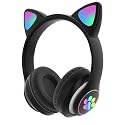 Kids Bluetooth Headphones, Foldable Wireless Headset for Kids, Bluetooth 5.3 Over-Ear Headphones with Mic, LED Lights Up,85dB Volume Limited,Girls