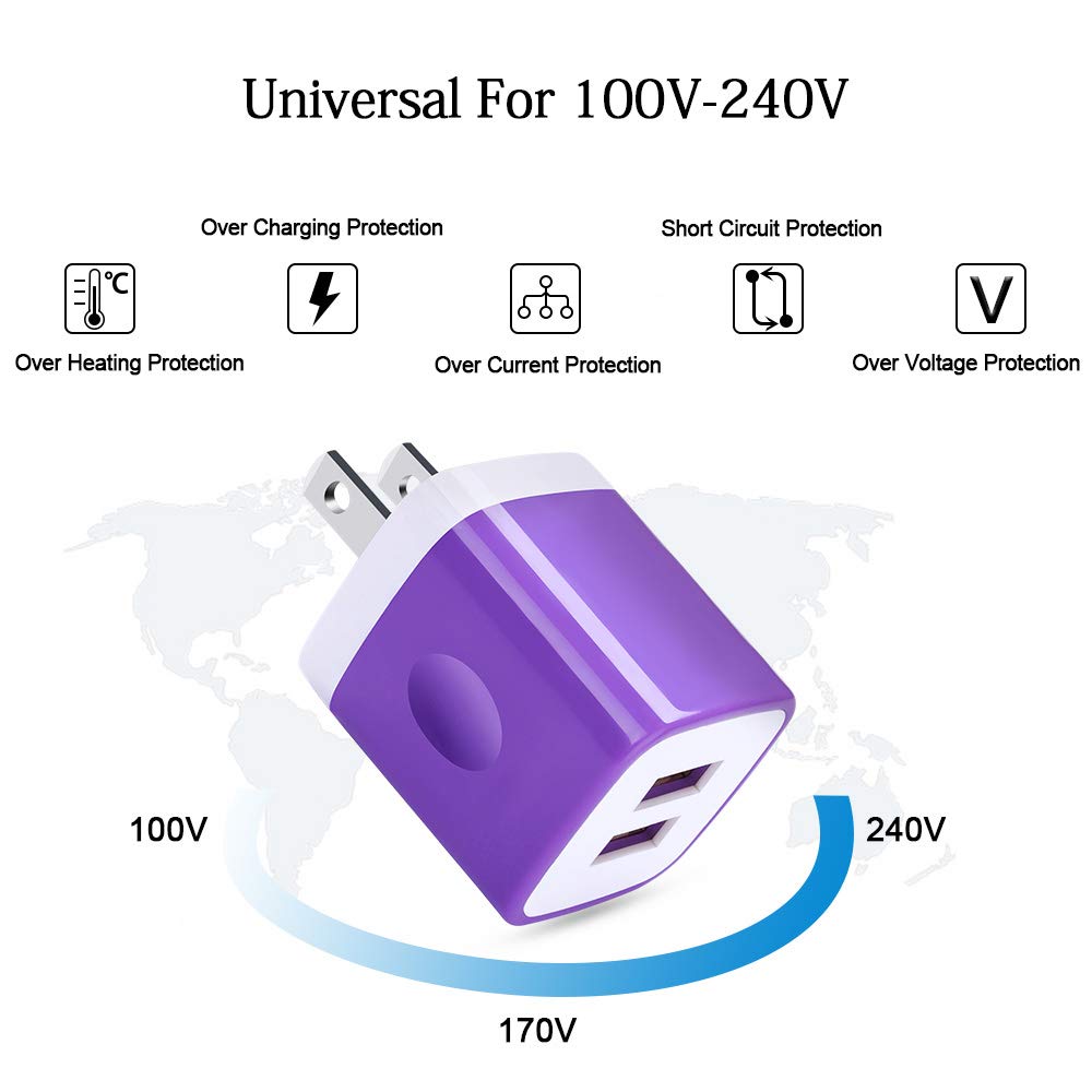 USB Charger Plug,Wall Charger,Charging Block,5Pack 2.1A Portable Power Cube Charger Adapter Compatible for iPhone 17/16/15/14/13/12/11 Pro Max/Xs