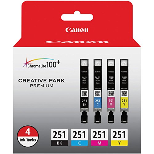 Genuine Canon PGI-250 (6497B001) CLI-251 (6513B004) Color (Black, Cyan,Magenta,Yellow) Ink Tank 5-Pack