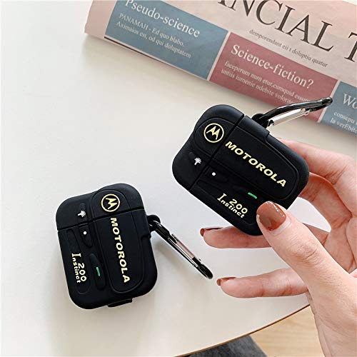 BONTOUJOUR Case Compatible with AirPods Pro, Creative Classical Black Vintage Beeper Pager Shape TPU Silicone Cover Case Protective Skin for AirPods