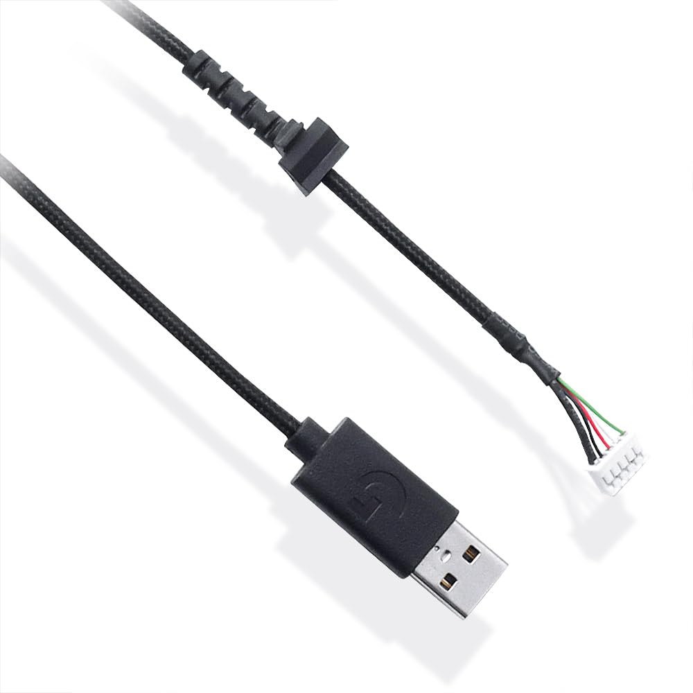 HUYUN USB Mouse Cable Mice Line & 1 Set Mouse feet Compatible for logit G502 Hero G502 Wired Mouse Plug and Play Mouse Cable
