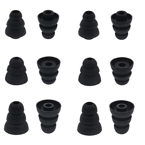 BLLQ 6 Pairs Replacement Triple Flange Conical Ear Tips Earbuds Eartips Silicone Buds for Most in Ear Headphones (Sony Senso Powerbeats Jaybird etc.)