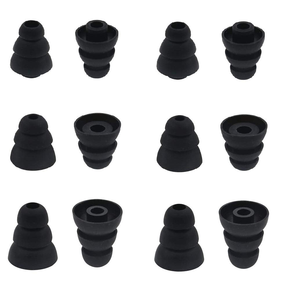 BLLQ 6 Pairs Replacement Triple Flange Conical Ear Tips Earbuds Eartips Silicone Buds for Most in Ear Headphones (Sony Senso Powerbeats Jaybird etc.)