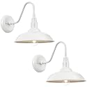 GOALPLUS Outdoor Gooseneck Barn Light Fixture with Wall Mount, 10'' Diameter White Exterior Waterproof Wall Lantern for Porch, Farmhouse Wall Sconce