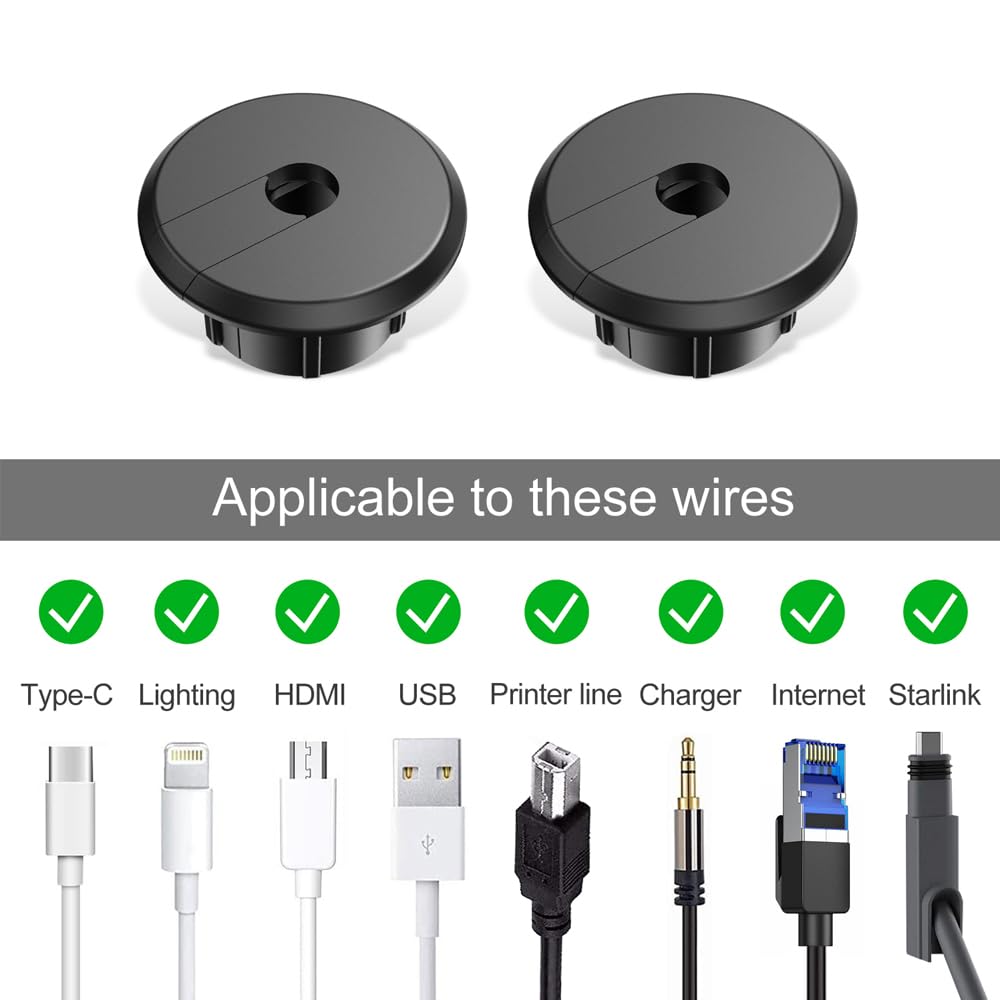 Bywen Furniture Wall Hole Bushing Cable Grommet for Starlink Ethernet Cable,Covering 3/4 inch Desk Holes,Universal Cable Management Wire Organizer