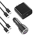 45W Super Fast Charger USB Type C Combo Kit Wall/Car Charger PD PPS for Samsung Galaxy S26 S25 S24 S23 S22 Ultra Plus S21 A25 A15 A53 A52 5G iPhone 17