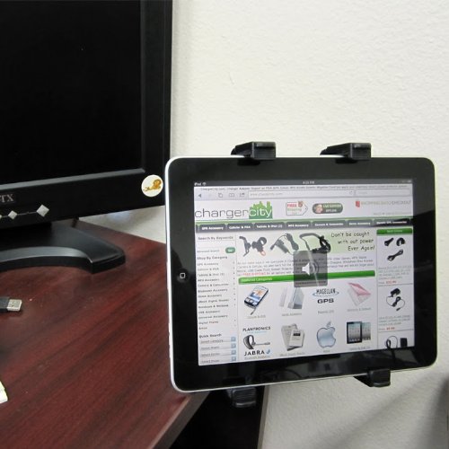 ChargerCity 4" Desktop Stand C Clamp Tablet Mount for Distance Learning with 360° Swivel Adjust Holder for Apple iPad Air Pro Mini Surface Pro Samsung