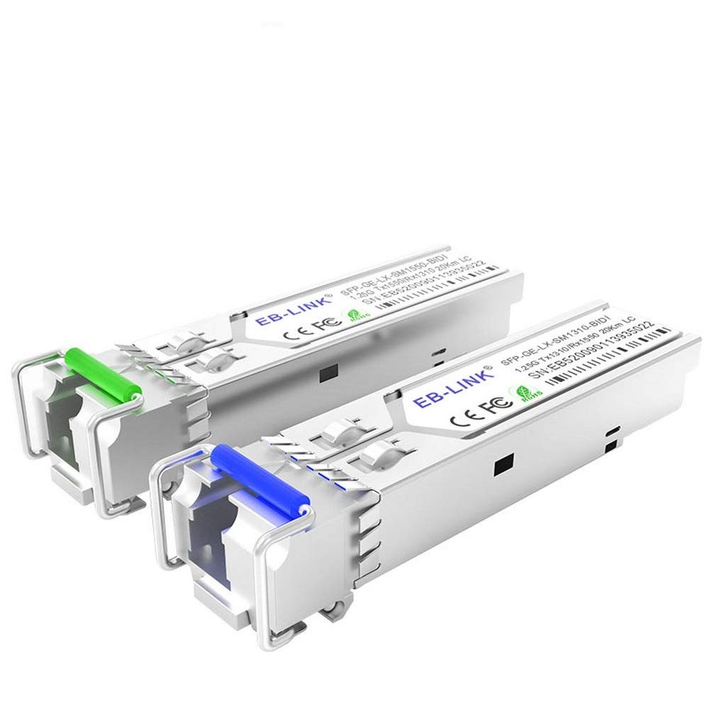 EB-LINK 1 Pair GLC-BX-U & GLC-BX-D 1.25G 1310/1550nm 10KM BIDI WDM SFP Transceiver Module