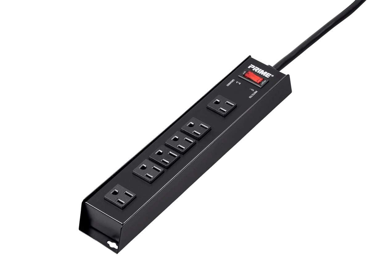 Monoprice Metal Surge Protector - 6 Outlet Power Strip, 1150 Joules 15 Amp, 125 Volt, 1875 Watt, 15 Feet, Black