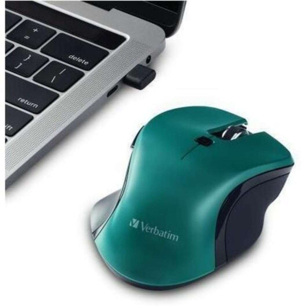 Verbatim USB-C Wireless Blue LED Mouse, Teal, 2.4GHz