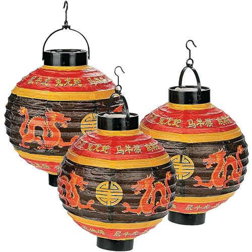 Fun Express Light Up Paper Hanging Chinese Lanterns 3 Piece Set