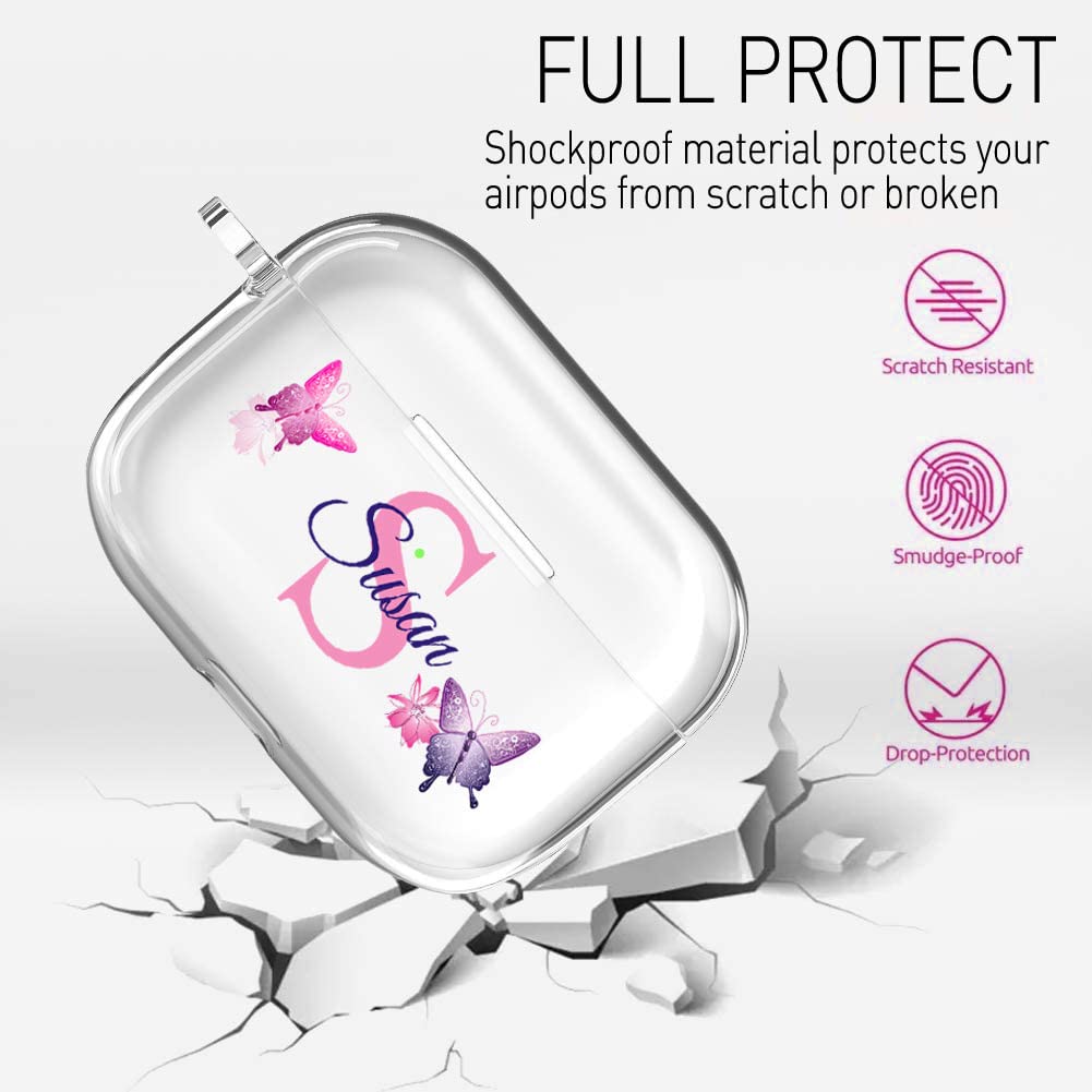 IKPYTREE Custom Name & Initial Crystal Clear Case for AirPods 4th Generation Pro/Pro 2 and 3rd Generation?Thin Shockproof Protective Customized