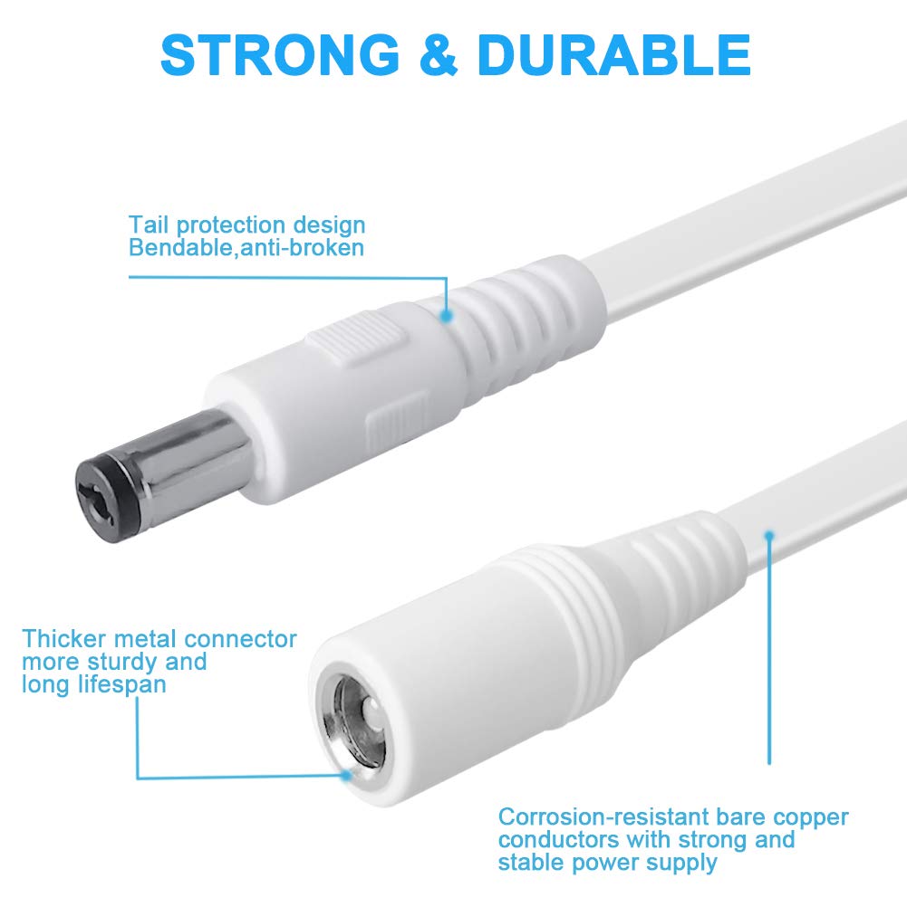SIOCEN 3 Packs 20ft DC Power Extension Cable,5.5mm x 2.1mm 12v Extension Cord Security Camera Power Cable Male to Female for CCTV IP Indoor Camera Dvr