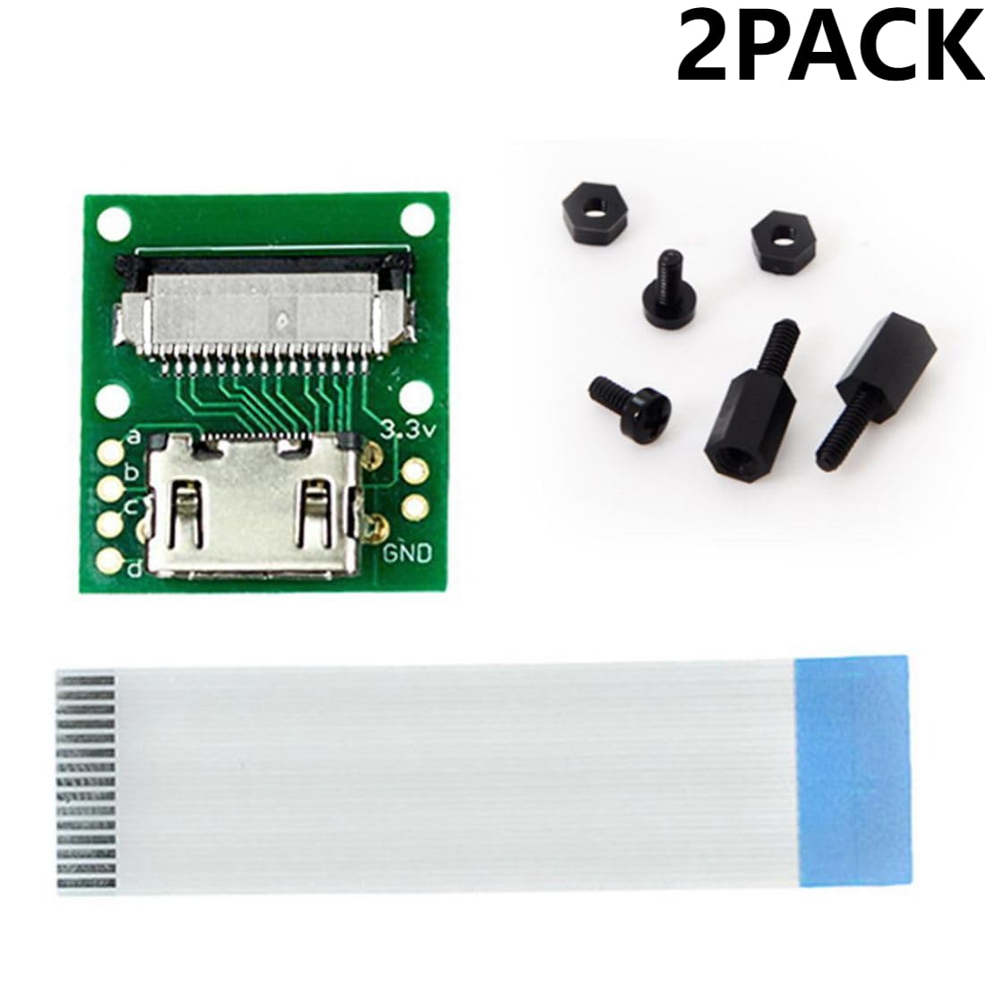 chenyang 2 Pack HDMI to CSI Raspberry PI Camera Module Expansion Adapter with Flat Ribbon Flex Cable 5cm