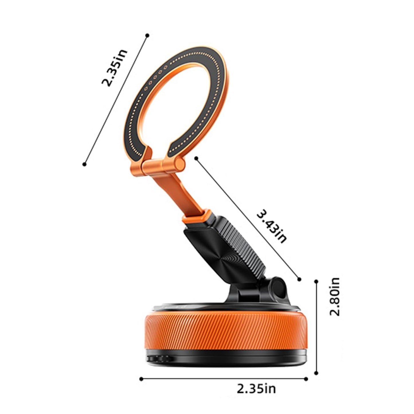 Magnetic Car Phone Mount, 2-in-1 Detachable Ring Stand for Desk & Dashboard, 360° Triple Axis Windshield Holder, N52 Strong Magnet, Universal Fit