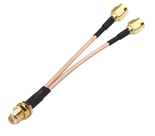 RedYutou SMA Splitter Cable SMA Female to Dual RP-SMA Male Cable SMA Connector V Type 6-inch (15cm) WiFi Antenna Adapter (not Applicable to TV)