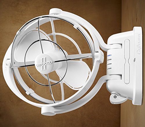 SEEKR Sirocco II™ Fan from by Caframo. 12V/24V Auto-Sensing DC, Omnidirectional Low-Power Draw Fan for Boats and RVs. Hardwire Installation Required.