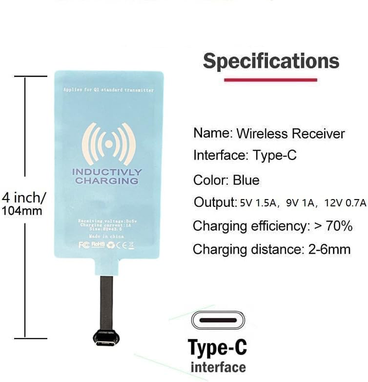 External Type-C Wireless Charging Adapter Receiver for Samsung Galaxy A14 A24 A34 A04 A54 with Stand Folding Charger