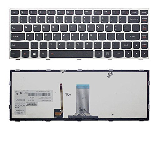 New US Layout Laptop Backlit Keyboard (with Silver Frame) Replacement for Lenovo B40-30 B40-45 B40-70 B40-80 B41-30 B41-35 B41-80 Flex 2-14 Z40-70