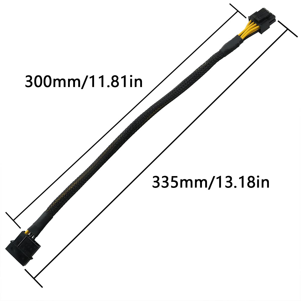 ZRM&E LP4 Molex Male to CPU 8(4+4) Pin Male Sleeved Braided Power Adapter 30cm/11.8Inch
