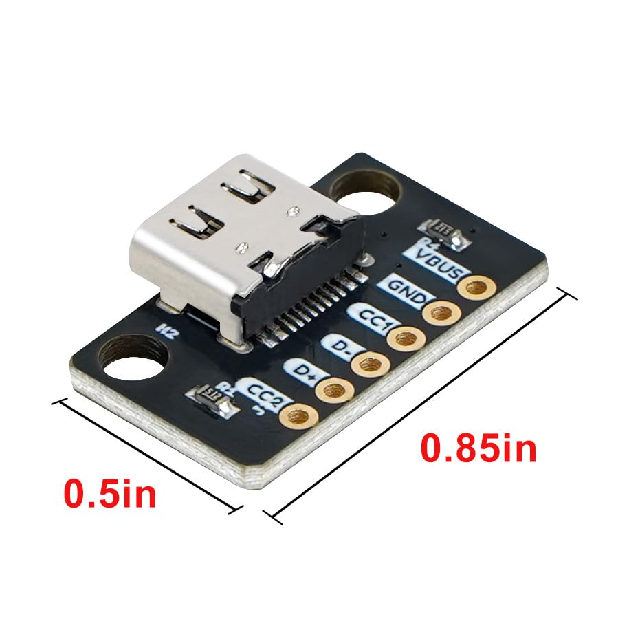 Treedix 4pcs USB Type-C Breakout Board Serial Basic Breakout Female Connector Immersion Gold PCB Converter Board