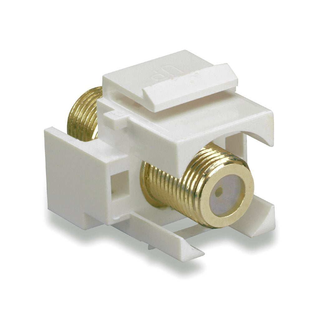 Legrand - OnQ F Keystone Connector, Recessed Keystone Coax Insert, Nickel-Plated 1GHz Keystone F-81 Coupler, Keystone Insert, White, 10 Count