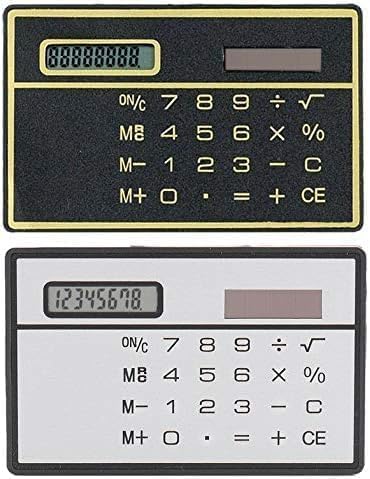 8 Digit Silver and Black Ultra Thin Solar Power Calculator with Touch Screen Credit Card Design Portable Mini Calculator for Business School Basic