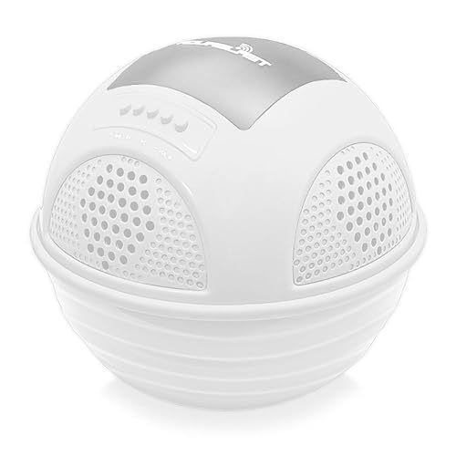 Pyle Portable Waterproof Floating Pool Speaker - Outdoor Wireless Bluetooth Compatible Rechargeable Battery Powered Shower Loud Speaker System - USB
