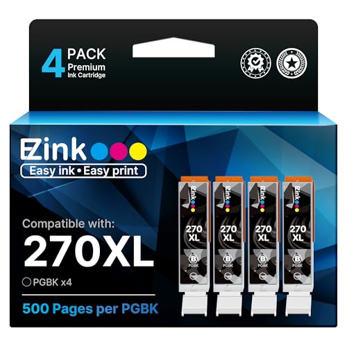 E-Z Ink Compatible for Canon PGI-270XL 270XL 270 XL Ink Cartridges, 4 PGBK
