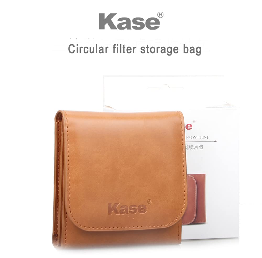 Kase 3 Pocket PU Leather Foldable Camera Circular Lens Filter Wallet Carry Case Bag Pouch for 25mm-82mm Round Filters