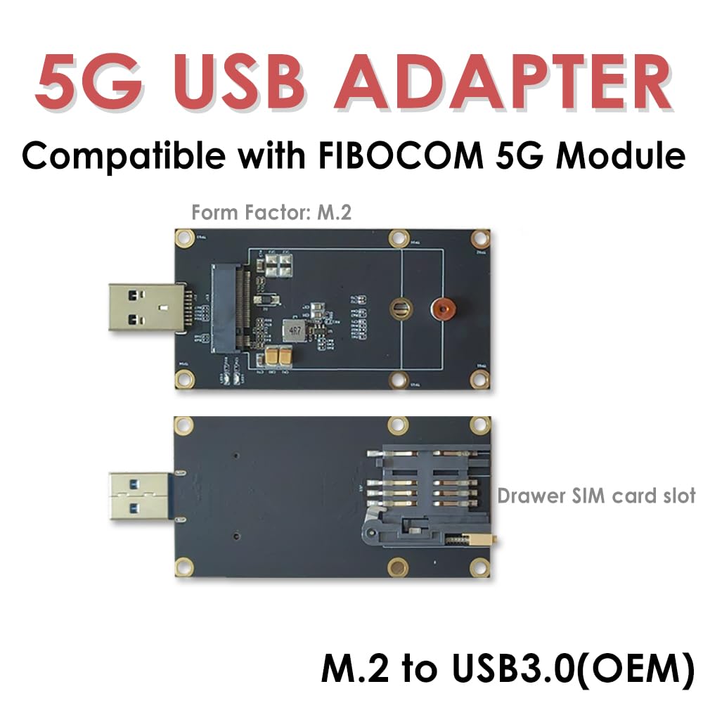 EXVIST 5G LTE USB Adapter M.2 (NGFF) to USB 3.0 Dongle with SIM Card Slot - Compatible with 5G LTE Modules Like Quectel RM500 and RM520N Series