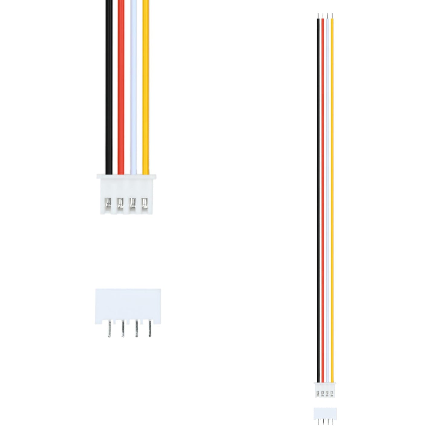 10Pairs JST-XH 2.54mm 4Pin Header Connector Kit with Male and Female Connectors Adapter 200mm 26AWG Flat Wire Cable Compatible with JST XH Plug
