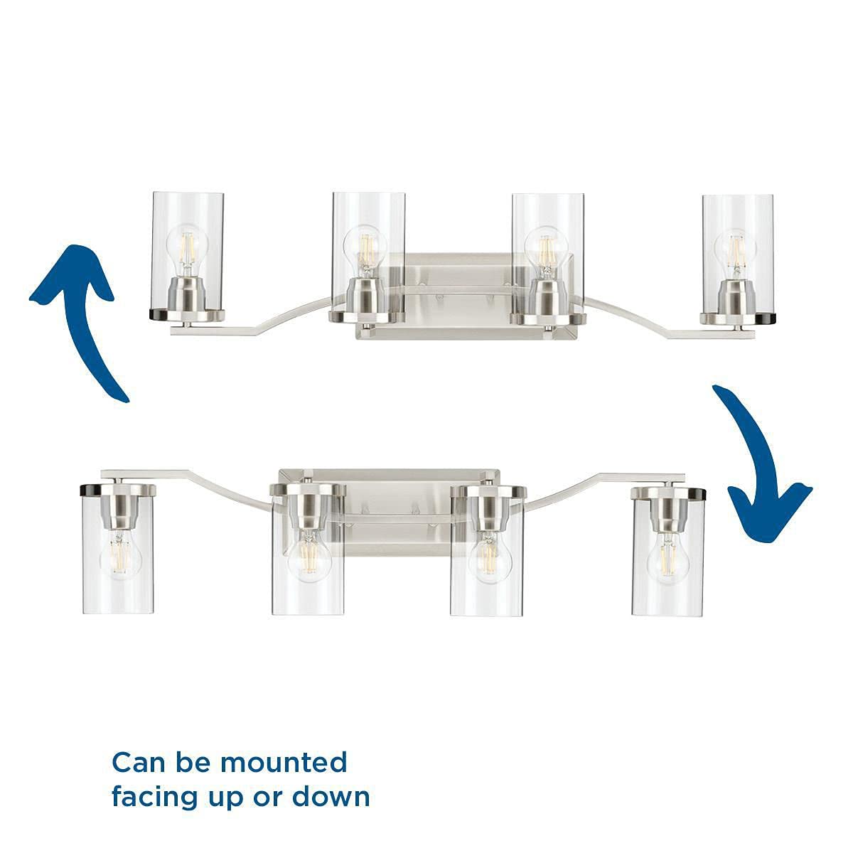 Progress Lighting Lassiter Collection 4-Light Clear Glass Modern Bath Vanity Light Brushed Nickel, 8.00x34.00x34.00