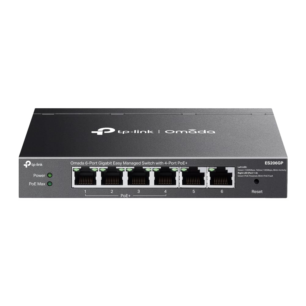 TP-Link Omada 6 Port Gigabit Easy Managed, PoE Switch, 65W Budget, PoE+ Compliant, Up to 250m PoE Distance, Auto Recovery, VLAN, Auto Loop Prevention
