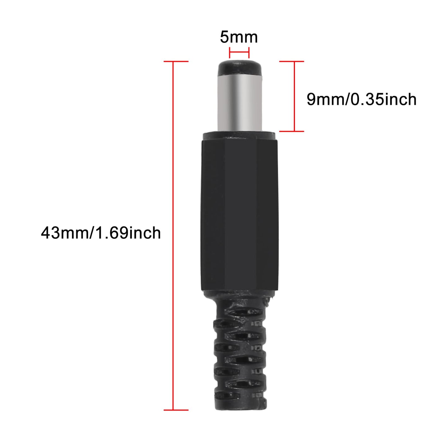 ACEIRMC 10pcs 5.5mm x 2.1mm DIY Male DC Power Plug Jack Solder Connector Adapter for Power Cable Repair