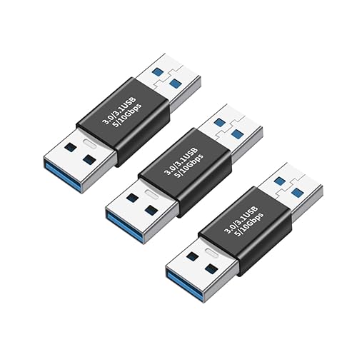 rgzhihuifz 3 Pack USB 3.0 Male to USB 3.0 Male Gender Changer Adapter Coupler Converter