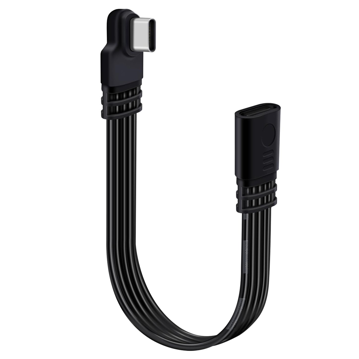 HuaLiSiJi 90 Degree UBS C Extension Flat Cable UBS C Male to Female Cable Support 480 Mbit/s Data Transmission and PD Charging for Type C Flash