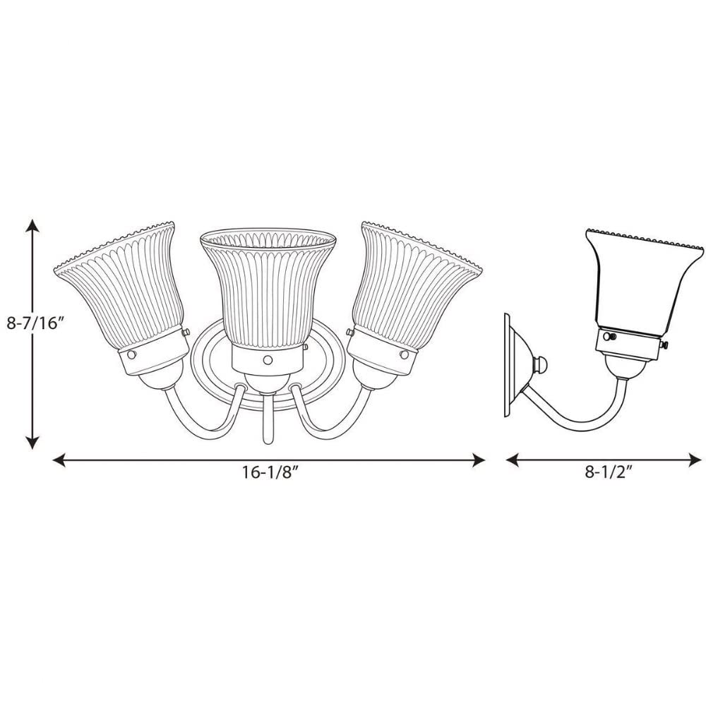 Progress Lighting P3289-15 3 Light Bath Fixture, Polished Chrome