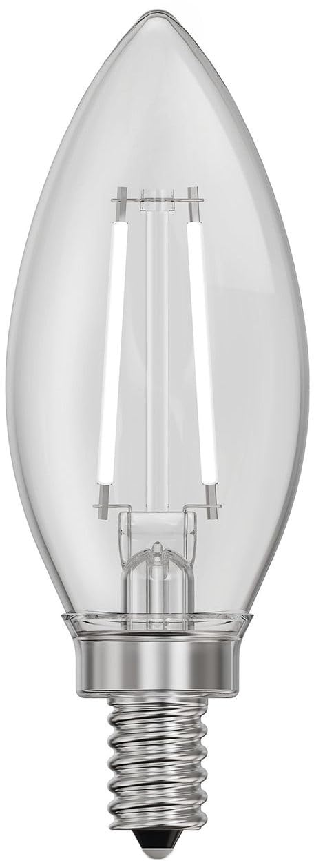 Feit Electric BPCTC100950CAWFIL/2 Daylight Torpedo-Tip Exposed White Filament LED Bulb, 2 Bulbs per Pack; 10W; 100W Equivalent; E12 Base; 5000K; 90