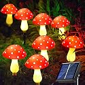 Windpnn 8-Pack Red Solar Mushroom Lamp, 8 Modes, Outdoor Waterproof, for Garden Decor, Christmas, Halloween, Yard, Lawn