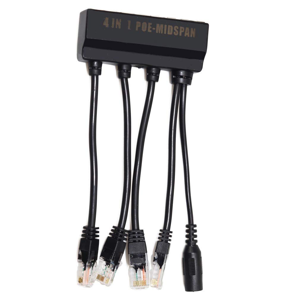 EB-LINK 2 Pcs 4 in 1 Power Over Ethernet RJ45 Midspan Splitter Switch 10/100mbps IEEE802.3at/af Adapter 2A IP Camera 4 Port PoE Splitter