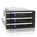 ICY DOCK 3 Bay 2.5”/ 3.5in SATA/SAS Hard Drive SSD Hot Swap Backplane Enclosure in 2X 5.25 Bay | FatCage MB153SP-B